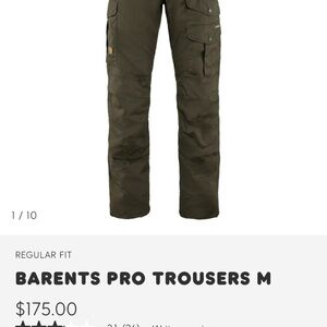 Men’s Fjallraven Barents Trousers NWT